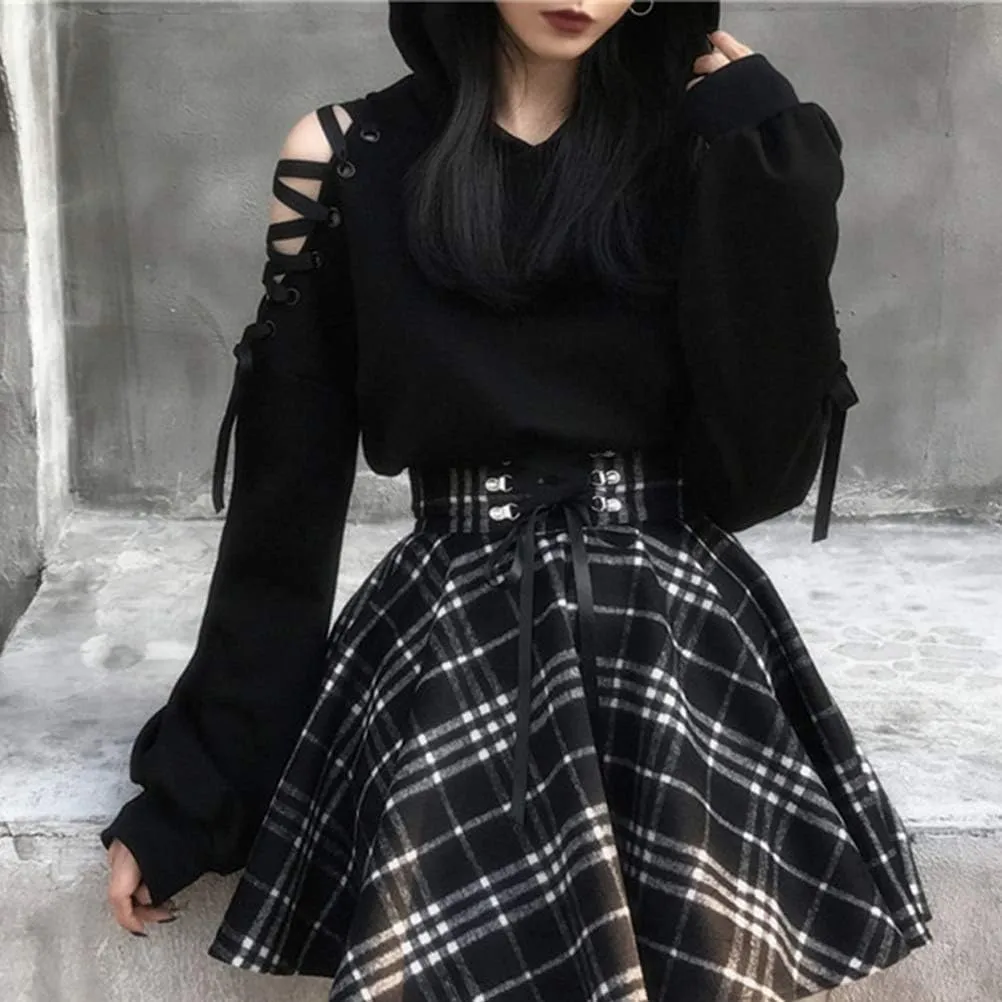 YEMOCILE Women Hoodies Long Sleeve Cute Ear Cat Off Shoulder Crop Top Pullover Sweatshirt
