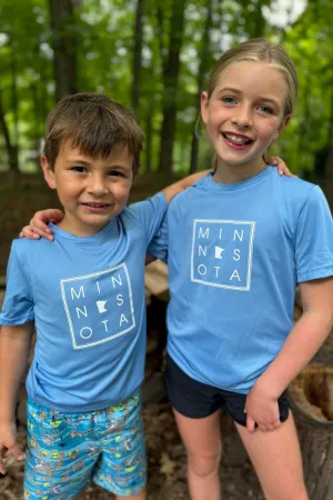 Youth Minnesota in the Box Wicking Tee [Columbia Blue]